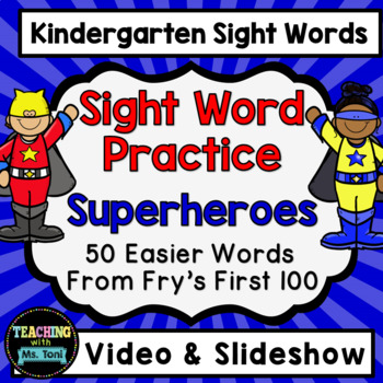 Preview of Sight Word Practice Video, Kindergarten, Superheroes