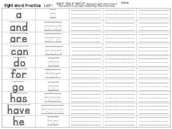 Sight Word Practice (Wonders High Frequency Words List) by Faithful to ...