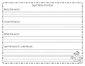 Sight Word Practice Worksheet by Ellen Bender | Teachers Pay Teachers