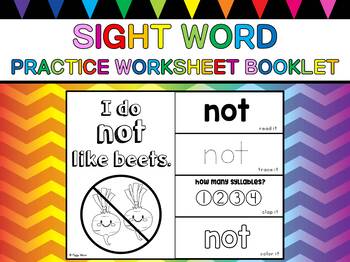 Sight Word Practice Worksheet Booklet - NOT by Piggy Moon | TpT