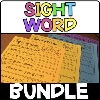 Preview of High Frequency Sight Word Practice Worksheet Bundle - Color Write Cut Paste