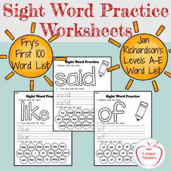 Preview of Sight Word Practice Worksheets