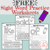Sight Word Practice Worksheets FREEBIE!!!!!!!