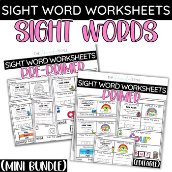 Preview of Sight Word Practice Worksheets Pre-Primer and Primer Activities