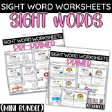 Sight Word Practice Worksheets Pre-Primer and Primer Activities