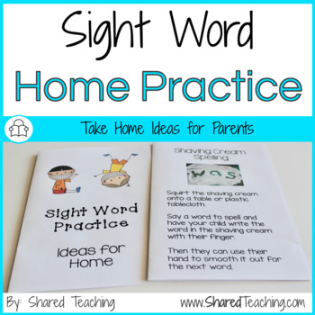 Preview of Sight Word Practice for Home Parent Booklet