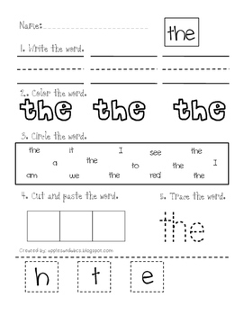 sight word practice for kindergarten distance learning tpt