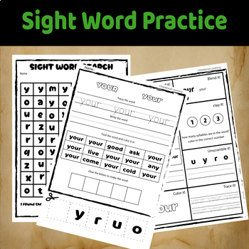 Sight Word Practice for Kindergarten Printables |High Frequency Word ...