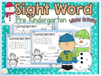 Preview of Sight Word Pre Kindergarten Winter Activity