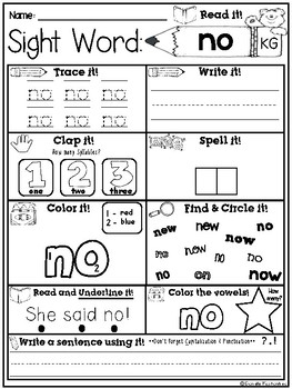 sipps sight word list kindergarten