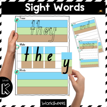 Preview of Sight Word Printable Activity - Dirt, Grass and Sky - NSW Font - Kindergarten