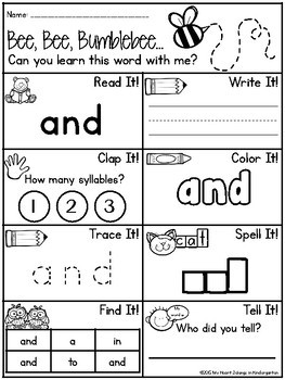 Sight Word Worksheets First 100 Edition by My Heart ...