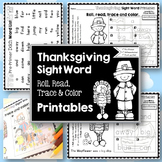 Sight Word Printables: Roll, Read, Trace and Color Thanksg