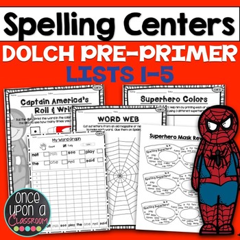 Preview of Sight Word Printables - Superhero Spelling - Dolch Pre-Primer