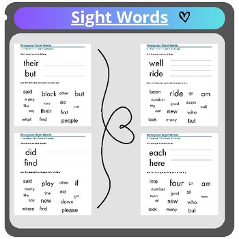 Preview of Sight Word Printing and Search Worksheets