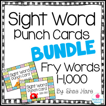 Preview of Sight Word Punch Cards - BUNDLE Fry Sight Words Practice