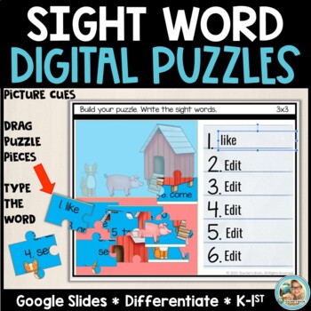 Preview of Sight Word Puzzles | Google Slides 