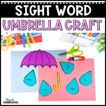 Preview of Sight Word Umbrella Craft April | Editable