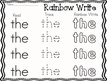 Sight Word- Rainbow Writing by Elisa Pena | Teachers Pay Teachers