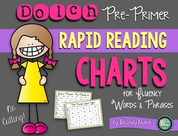 Preview of Sight Word Rapid Reading Charts for Fluency: Pre-Primer Words and Phrases