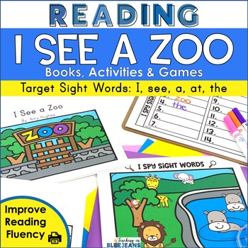 Preview of Sight Word Readers, Activities, and Games for I, see, a, at, the | Zoo book