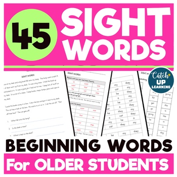 Preview of Reading Intervention Middle School 45 Sight Words Special Education