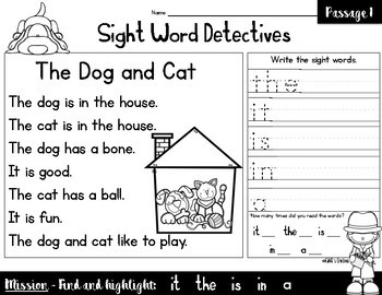 Distance Learning Sight Word Reading Passages by Cahill's Creations