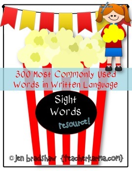 Preview of Sight Word Resource ~ 300 Most Commonly Used  High Frequency Words