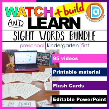 Preview of Watch, Build & Learn Sight Words PreK-1st Grade BUNDLE │ 95 Videos + Printables