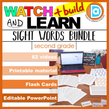 Preview of Watch, Build & Learn Sight Words Second Grade BUNDLE │ 82 Videos + Printables