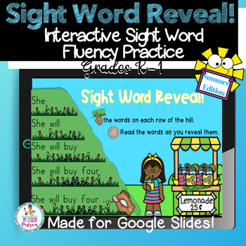 Preview of Sight Word Reveal! Summer Reading Fluency For Google Slides-Distance Learning