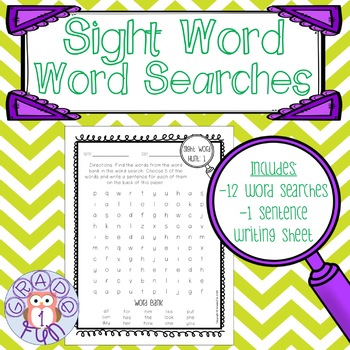 Preview of Sight Word Word Searches | Fountas & Pinnell