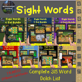Preview of Sight Word Safari Dolch Complete 315 Words 29 Boom Card Decks Distance Learning
