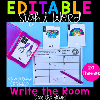 EDITABLE Write the Room Sight Words- 20 Themes | Distance Learning