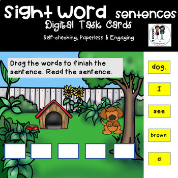 Preview of BOOM cards Kindergarten Sight Word Scrambled Sentences