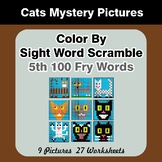 Sight Word Scramble - Cats Mystery Pictures - 5th 100 Fry Words