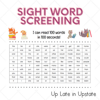 Preview of Sight Word Screening