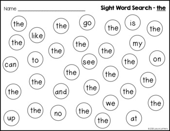 Sight Word Search - 25 High Frequency Words by Lacy's Letters | TpT