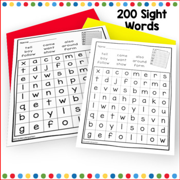 sight words search puzzles for kindergarten free printable