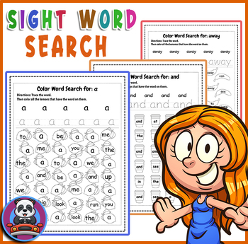 Sight Word Search - Kindergarten -41 High Frequency Words - Color by ...