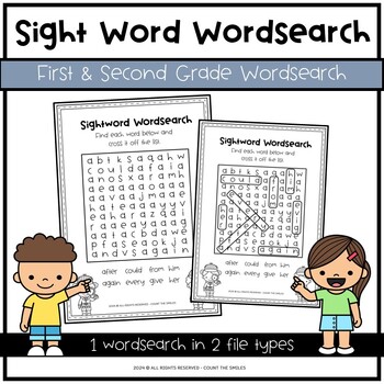 Preview of Sightword Wordsearch Worksheet | First & Second Grade