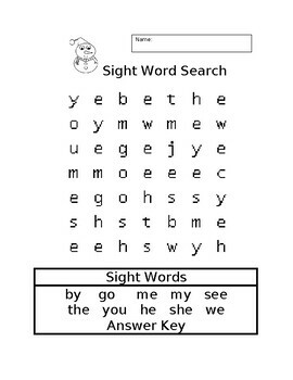 Sight Word Search for Kindergarten | TPT