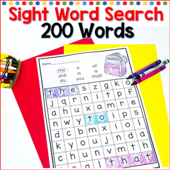 Preview of Sight Word Search High Frequency Words for Kindergarten and First Grade