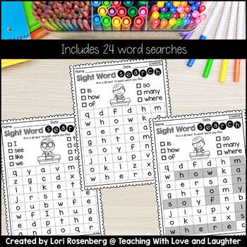 sight word searches for use with kindergarten journeys