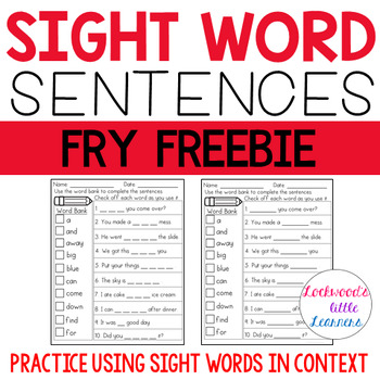 Preview of Sight Word Sentence Freebie