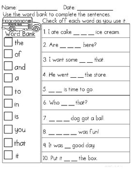 Sight Word Sentence Freebie by Lockwood's Little Learners | TPT