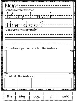 Sight Word Sentence Practice #2 - trace it, write it, illustrate it ...