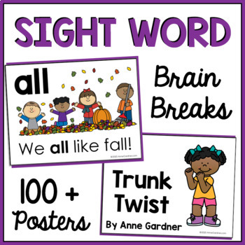 Preview of Kindergarten Fry 1st 100 Sight Word Fluency Sentence Printable Brain Break Cards