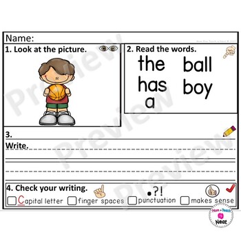 Kindergarten Sentence Structure Writing *Sentence Building ...