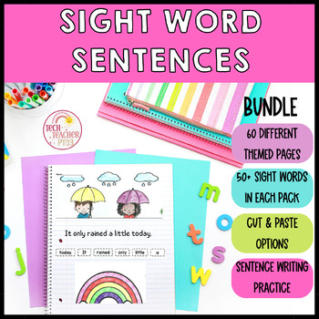 Preview of Sight Word Sentence Writing Activities Bundle